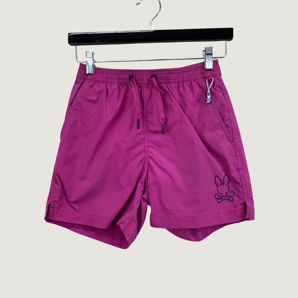Psycho Bunny Boys Swim Trunks Size 10/12 Pink Preppy Beach Designer Shorts
